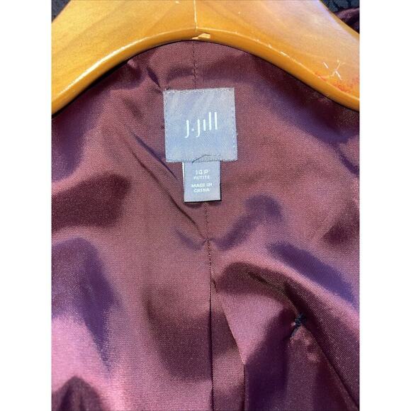 J Jill Sz 14P Petite Black Carpet Bag Jacket Button Front Blazer Career Lined - Picture 9 of 13